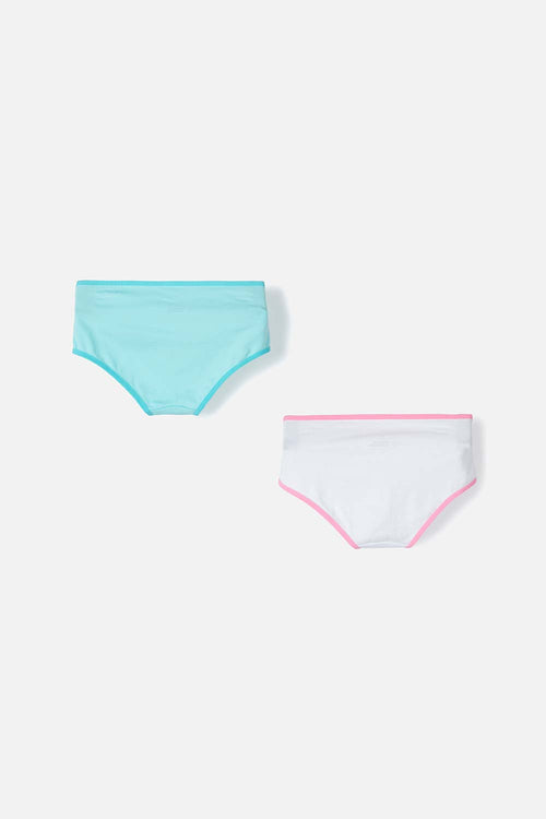 PACK X2 PANTIES DE MIC AZUL Y BLANCO PARA NIÑA