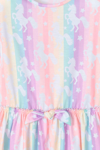 VESTIDO LITTLEMIC CORTO MULTICOLOR PARA NIÑA 2T A 5T