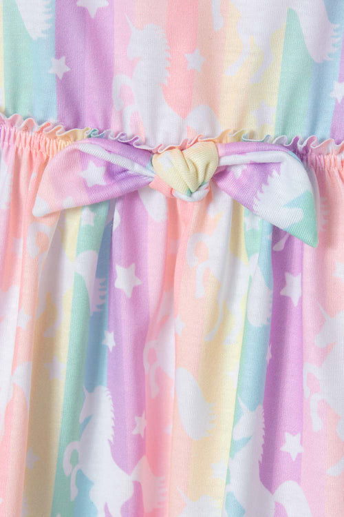 LITTLEMIC GIRLS' MULTICOLOR SHORT DRESS 2T TO 5T
