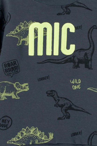 BUZO DE MIC CUELLO REDONDO GRIS PARA NIÑO