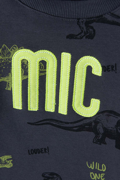 BUZO DE MIC CUELLO REDONDO GRIS PARA NIÑO