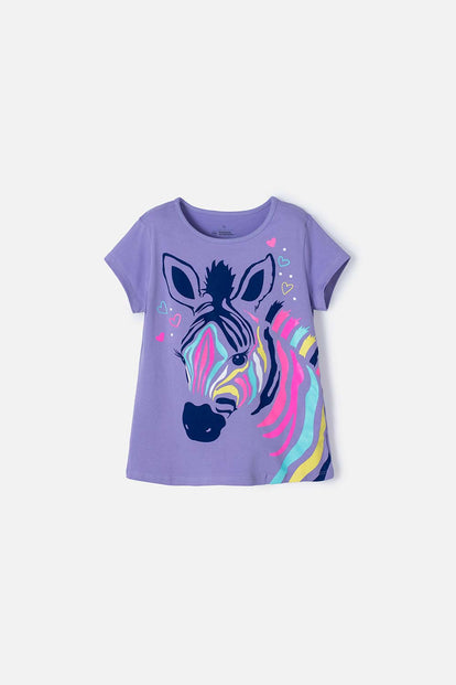 CAMISETA MIC ESTAMPADA MORADA PARA NIÑA