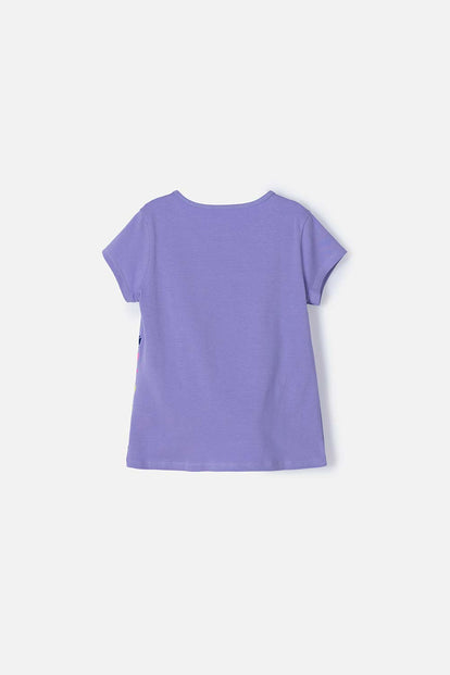 CAMISETA MIC ESTAMPADA MORADA PARA NIÑA