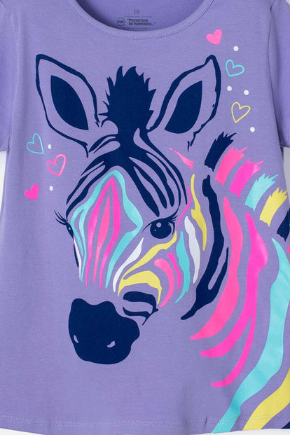CAMISETA MIC ESTAMPADA MORADA PARA NIÑA