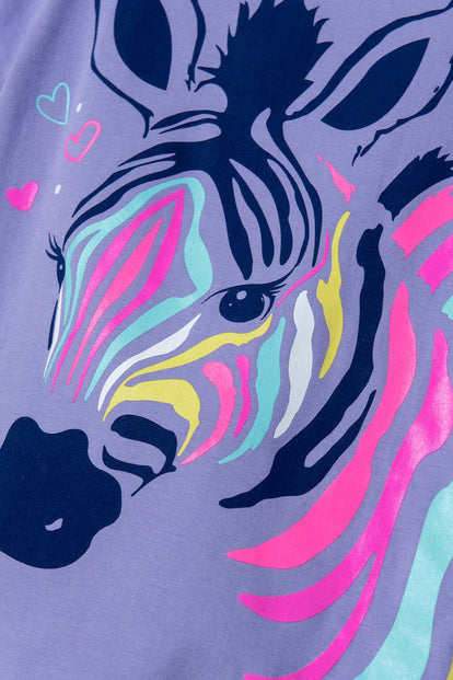 CAMISETA MIC ESTAMPADA MORADA PARA NIÑA