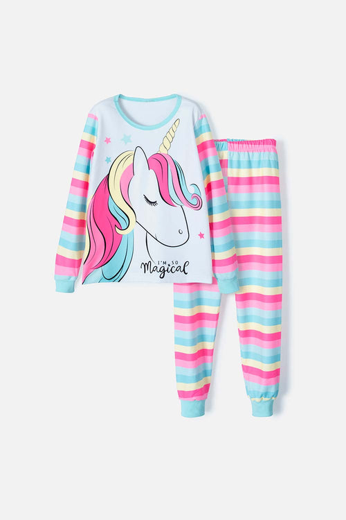 PIJAMA MIC MANGA LARGA  MULTICOLOR PARA NIÑA