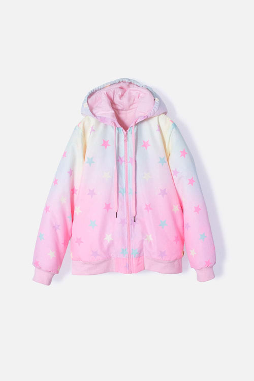 GIRLS' MULTICOLORED FLEECE ZIP-UP HOODIE