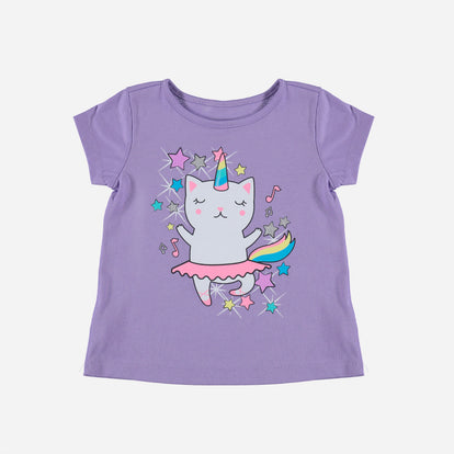 CAMISETA DE LITTLEMIC MANGA CORTA MORADA PARA NIÑA 2T A 5T