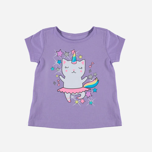 CAMISETA DE LITTLEMIC MANGA CORTA MORADA PARA NIÑA 2T A 5T
