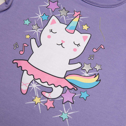 CAMISETA DE LITTLEMIC MANGA CORTA MORADA PARA NIÑA 2T A 5T
