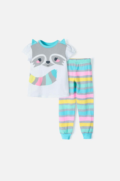 PIJAMA LITTLEMIC MANGA CORTA GRIS Y BLANCA PARA NIÑA 2T A 5T
