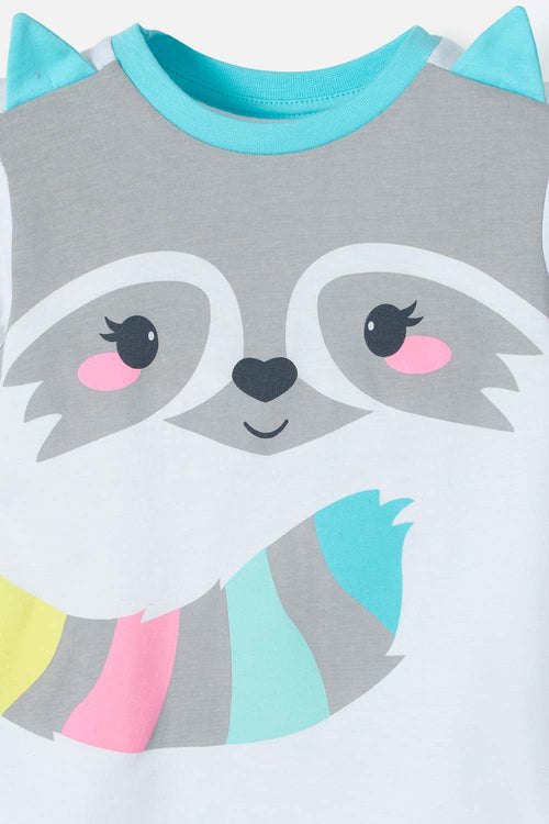 LITTLEMIC GIRLS' GRAY AND WHITE SHORT SLEEVE PAJAMAS 2T TO 5T