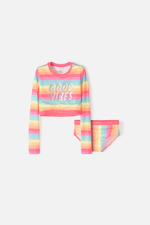GIRL'S MIC LONG SLEEVE MULTICOLOR BATHING SUIT