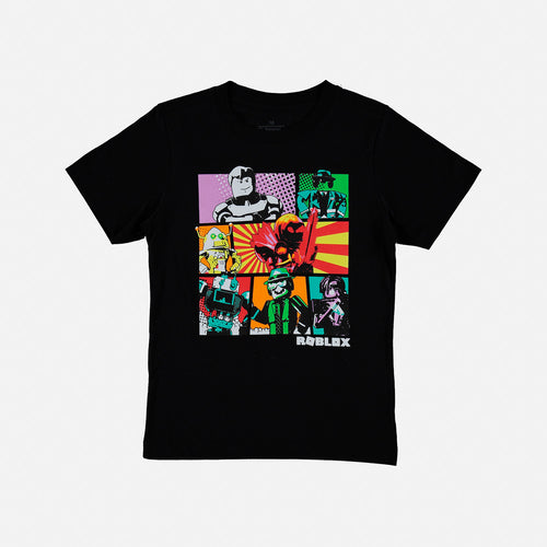 BLACK SHORT-SLEEVED GAMING T-SHIRT FOR BOYS