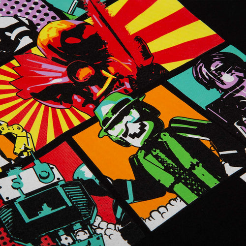 BLACK SHORT-SLEEVED GAMING T-SHIRT FOR BOYS