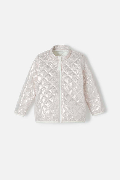 CHAQUETA LITTLEMIC EFECTO BRILLANTE ORO ROSA PARA NIÑA 2T A 5T