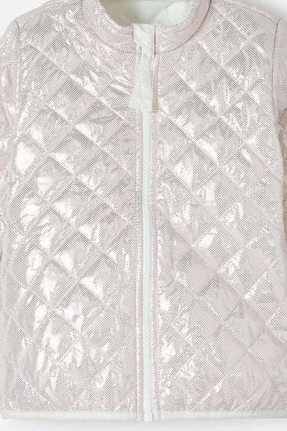 CHAQUETA LITTLEMIC EFECTO BRILLANTE ORO ROSA PARA NIÑA 2T A 5T