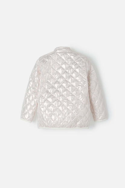 CHAQUETA LITTLEMIC EFECTO BRILLANTE ORO ROSA PARA NIÑA 2T A 5T