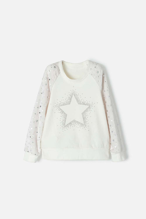 GIRL'S WHITE AND GREY CLOSED MIC HOODIE