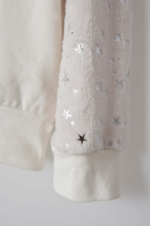 GIRL'S WHITE AND GREY CLOSED MIC HOODIE