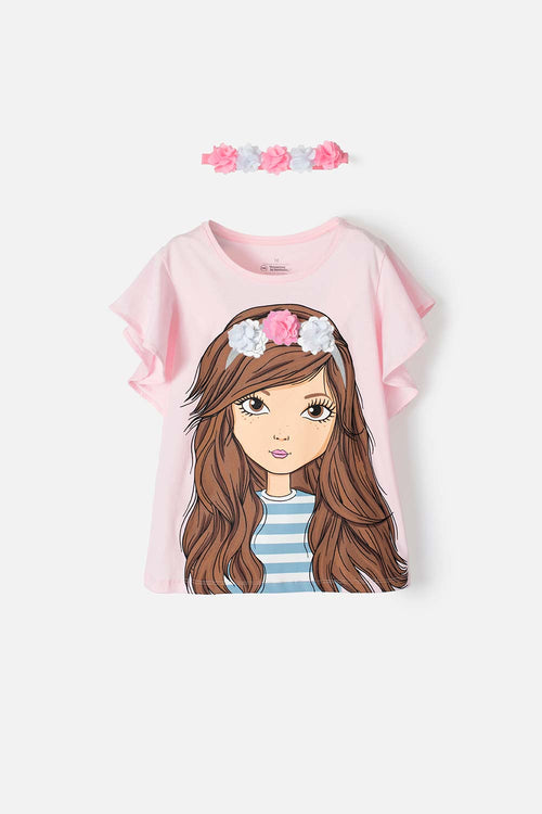 CAMISETA MIC ESTAMPADA ROSADA PARA NIÑA