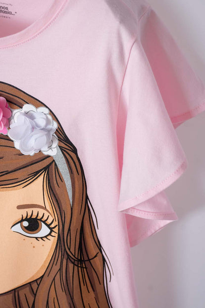 CAMISETA MIC ESTAMPADA ROSADA PARA NIÑA