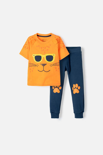 CONJUNTO LITTLEMIC NARANJADO PARA BEBE NIÑO 2T A 5T