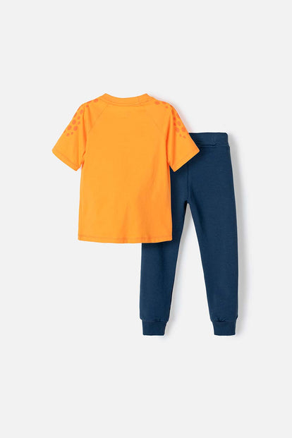 CONJUNTO LITTLEMIC NARANJADO PARA BEBE NIÑO 2T A 5T