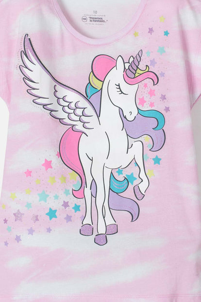 CAMISETA MIC ESTAMPADA ROSADA PARA NIÑA