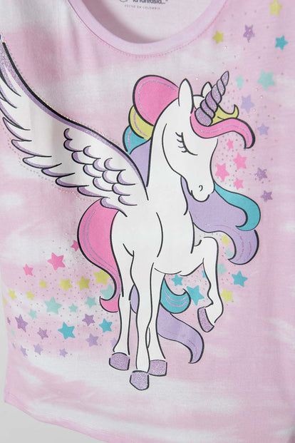 CAMISETA MIC ESTAMPADA ROSADA PARA NIÑA