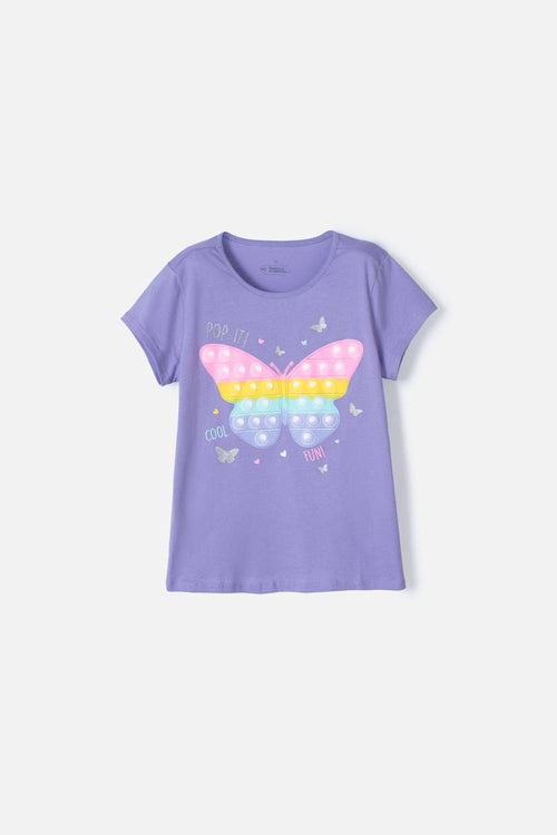 CAMISETA MIC CUELLO REDONDO MORADA PARA NIÑA