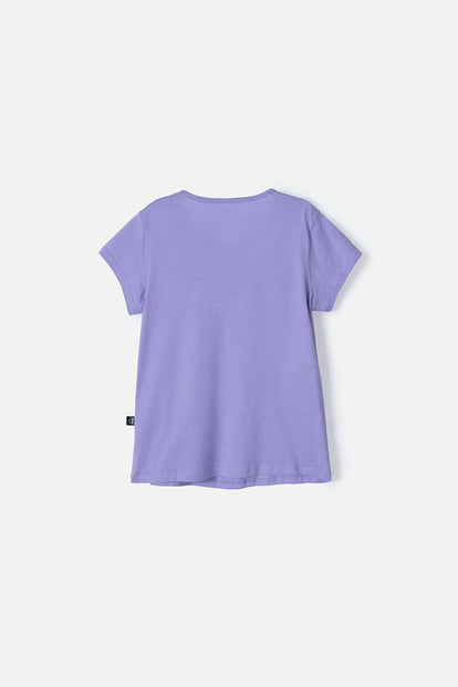 CAMISETA MIC CUELLO REDONDO MORADA PARA NIÑA