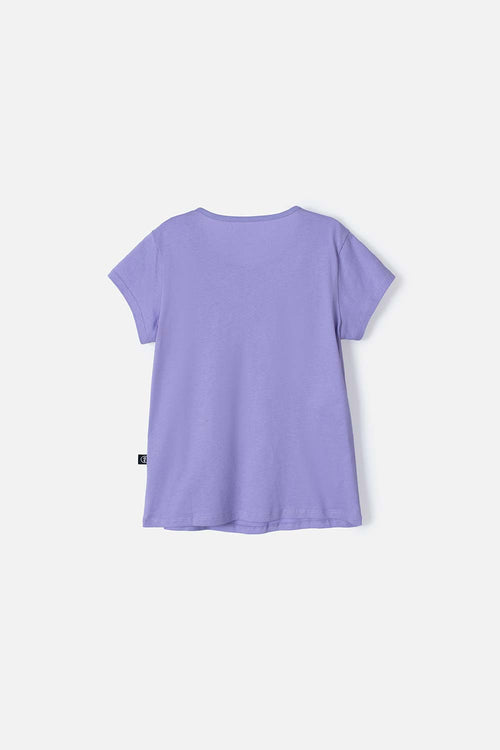 CAMISETA MIC CUELLO REDONDO MORADA PARA NIÑA