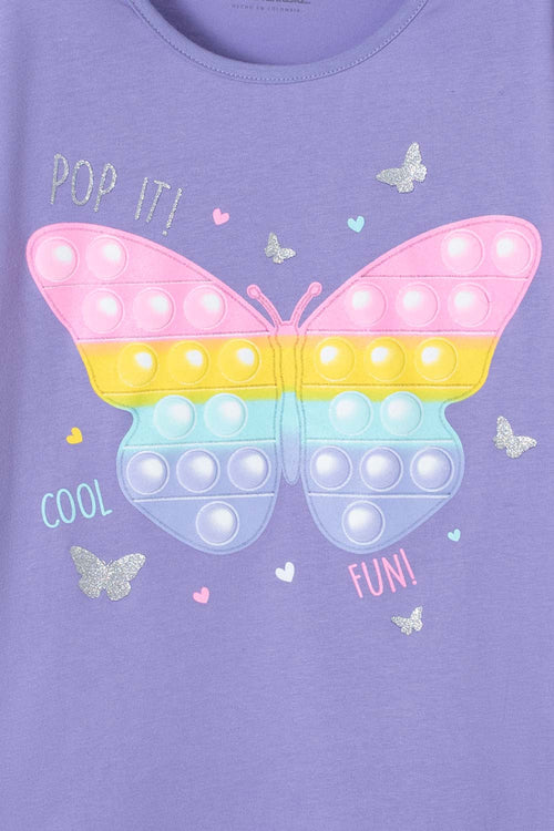 CAMISETA MIC CUELLO REDONDO MORADA PARA NIÑA