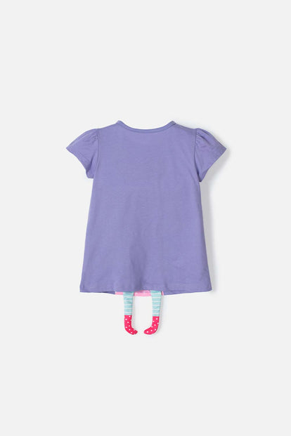 CAMISETA DE NIÑA 2T A 5 T, MANGA CORTA  MORADA DE LITTLEMIC