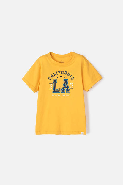 CAMISETA DE MIC MANGA CORTA MOSTAZA PARA NIÑO