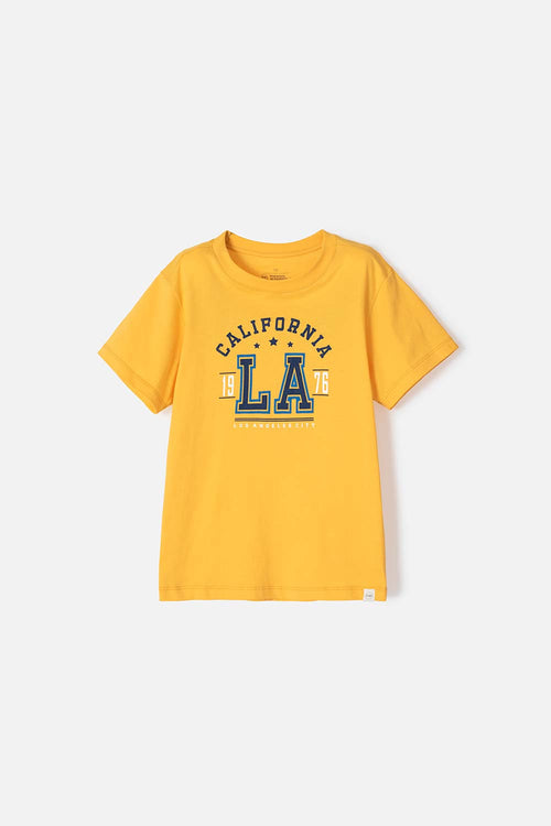 CAMISETA DE MIC MANGA CORTA MOSTAZA PARA NIÑO