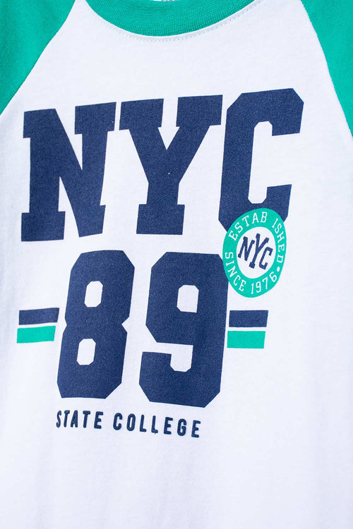 CAMISETA DE MIC MANGA CORTA VERDE Y BLANCO PARA NIÑO