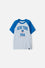 CAMISETA DE MIC MANGA CORTA GRIS Y AZUL PARA NIÑO