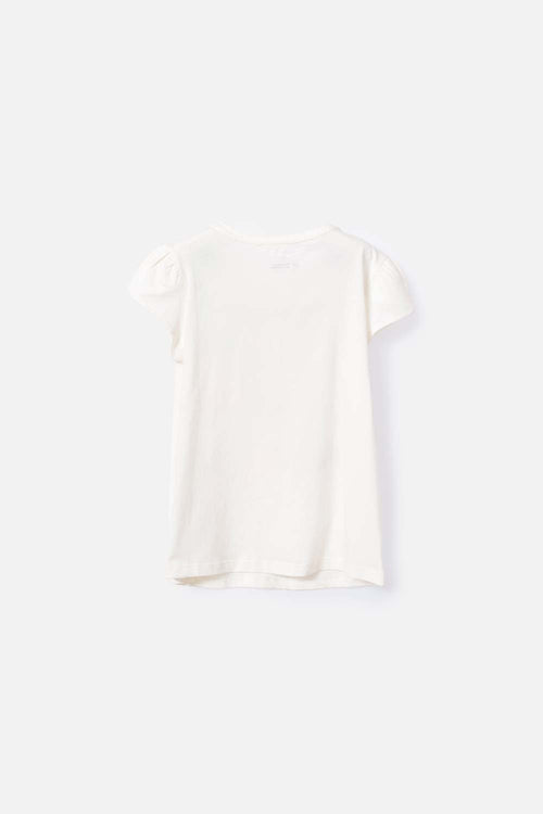 GIRLS' IVORY SHORT SLEEVE MICROFIBER T-SHIRT