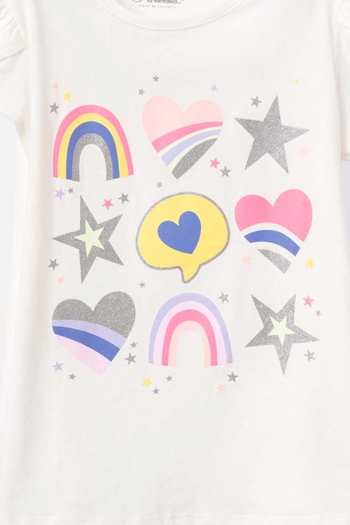 GIRLS' IVORY SHORT SLEEVE MICROFIBER T-SHIRT