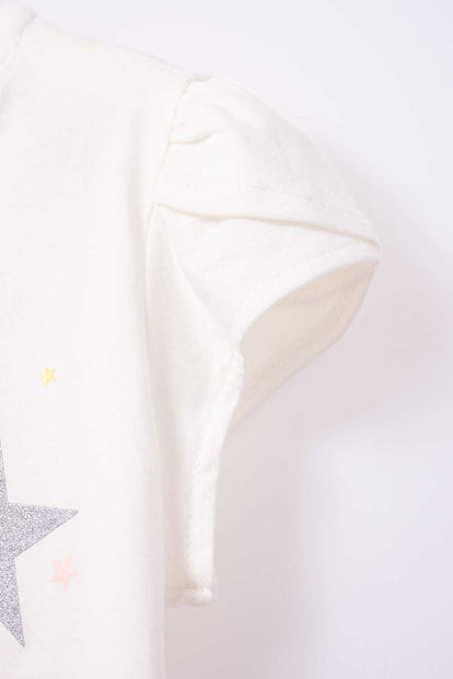 CAMISETA DE MIC MANGA CORTA MARFIL PARA NIÑA