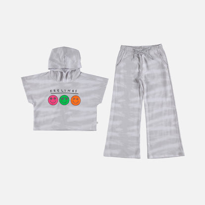 CONJUNTO DE NIÑA, TIE DYE GRIS DE MIC