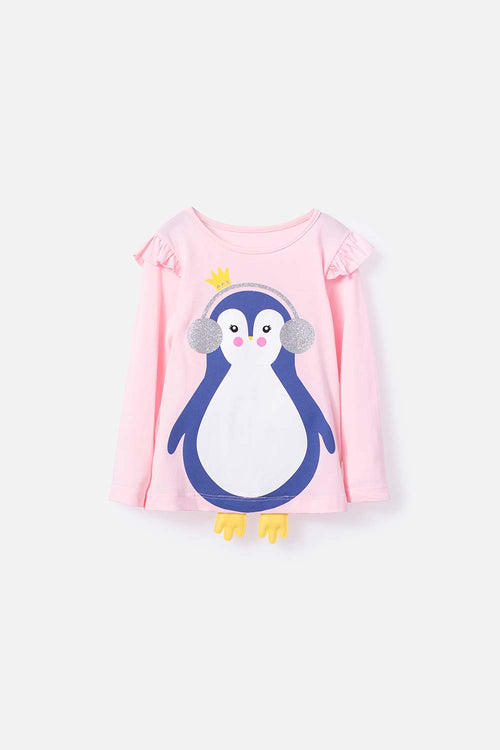 LITTLEMIC LONG-SLEEVE PINK T-SHIRT FOR GIRLS 2T TO 5T