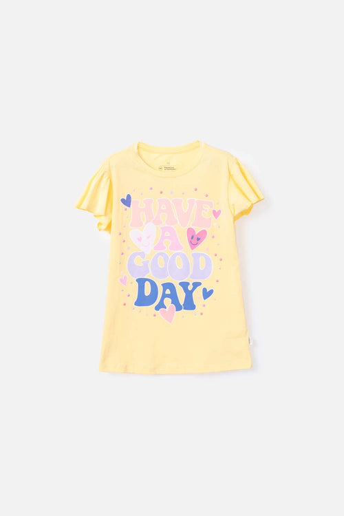CAMISETA DE MIC MANGA CORTA AMARILLA PARA NIÑA
