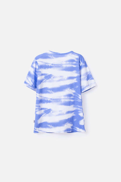 CAMISETA DE MIC MANGA CORTA BLANCO Y AZUL PARA NIÑA
