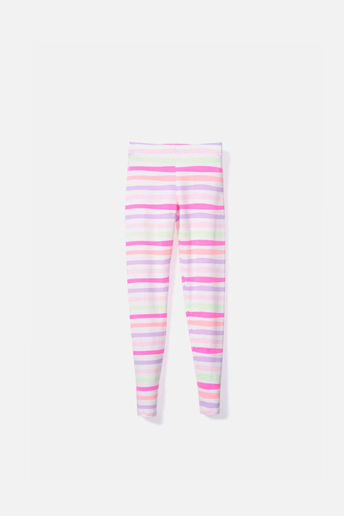 GIRL'S MULTICOLOR STRIPED MICROFIBER LEGGINGS