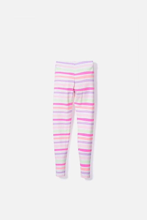 GIRL'S MULTICOLOR STRIPED MICROFIBER LEGGINGS