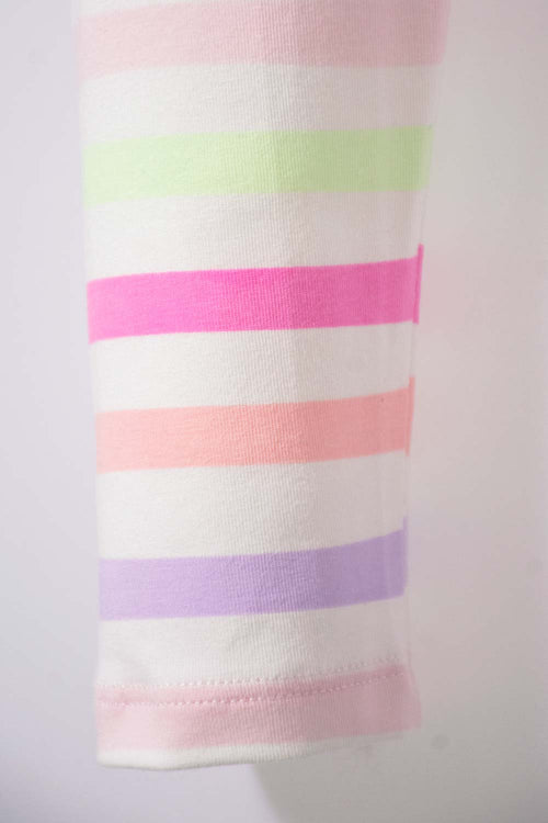 GIRL'S MULTICOLOR STRIPED MICROFIBER LEGGINGS