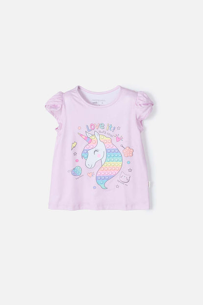 CAMISETA LITTLEMIC ROSADA MANGA CORTA PARA NIÑA 2T A 5T